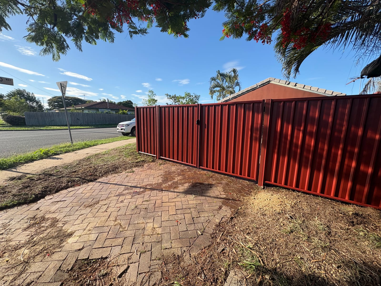 Colorbond fence and paving in Townsville