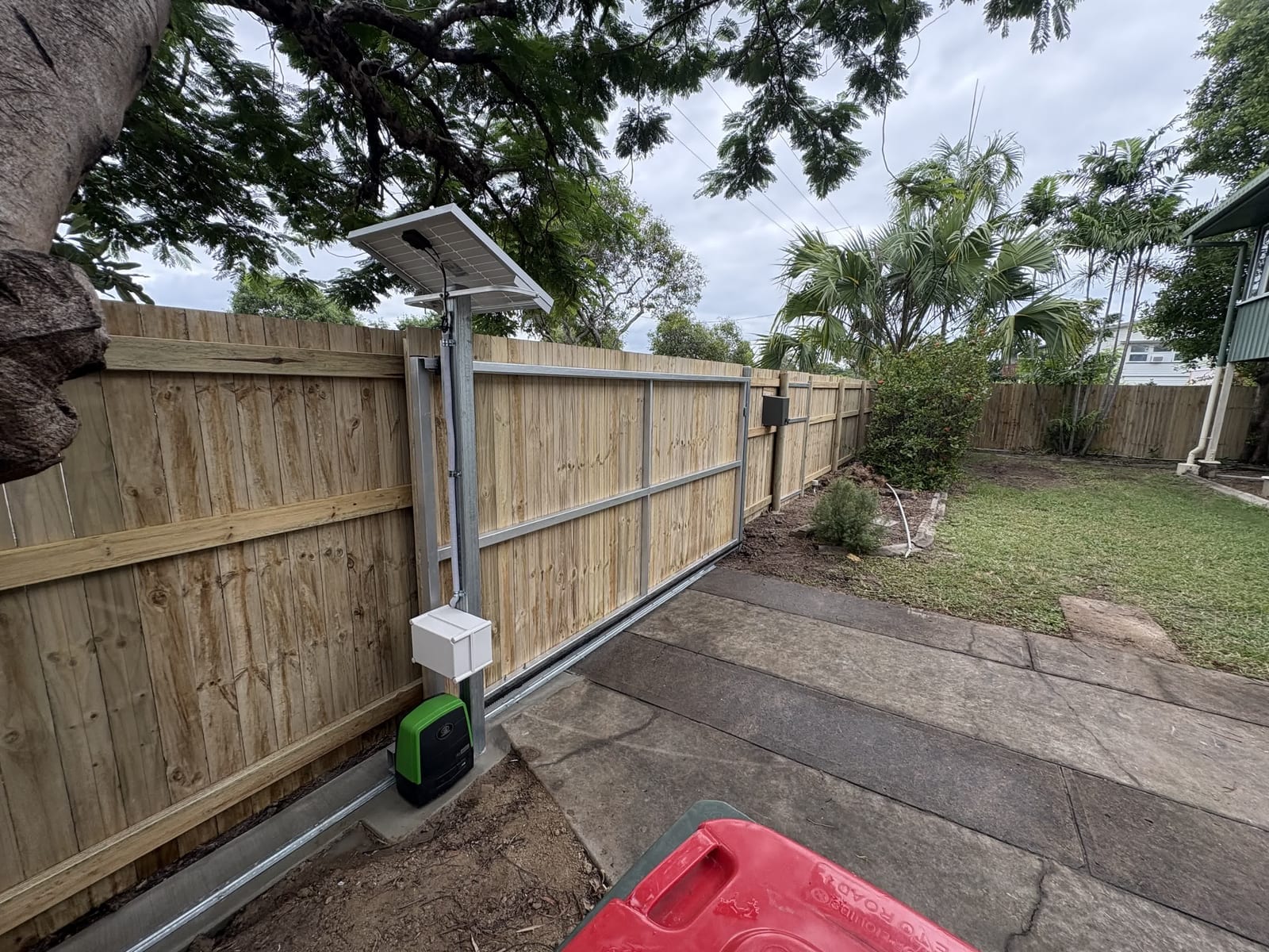 Solar-powered automated timber gate in Townsville